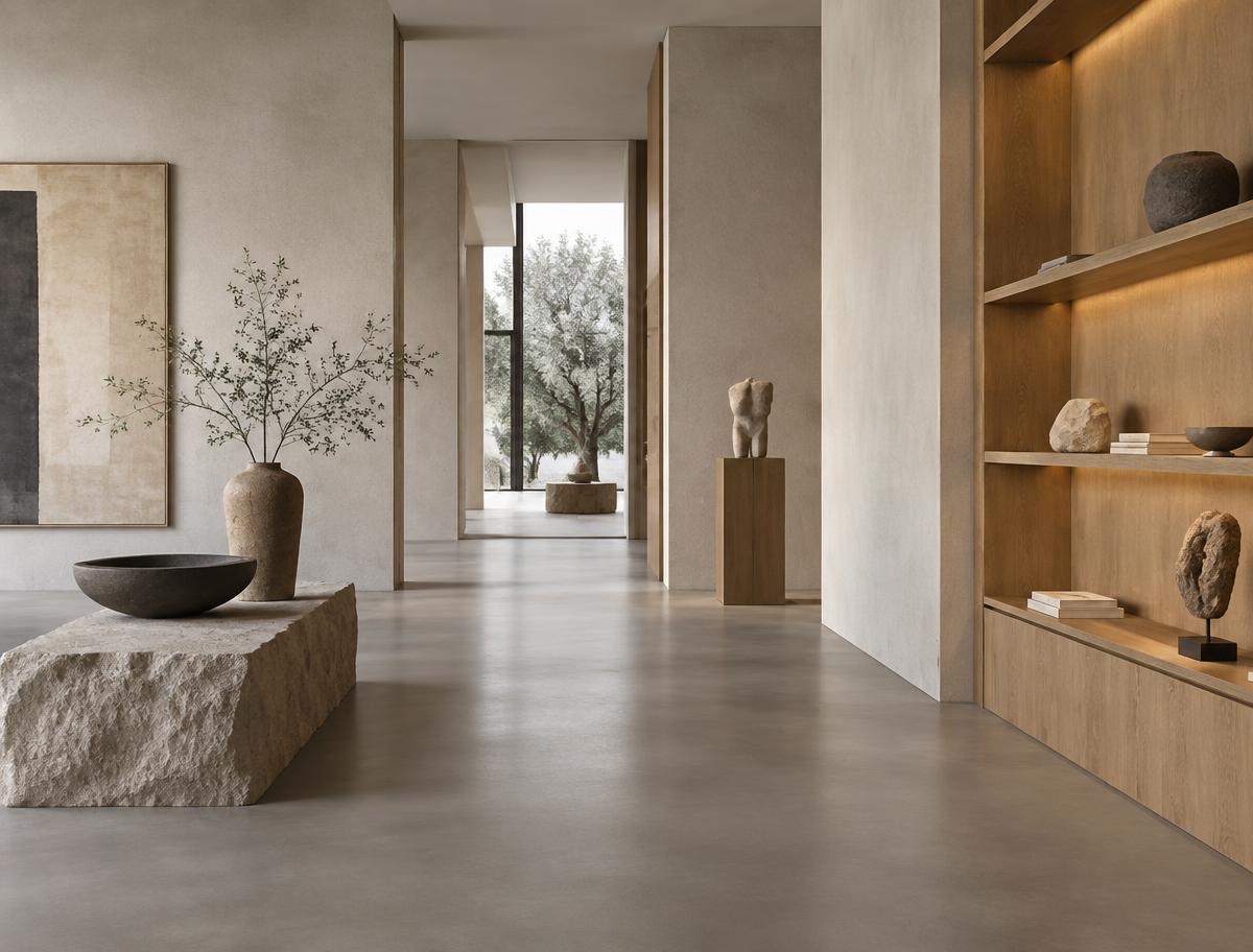 Conceptual commercial interior with seamless surfaces